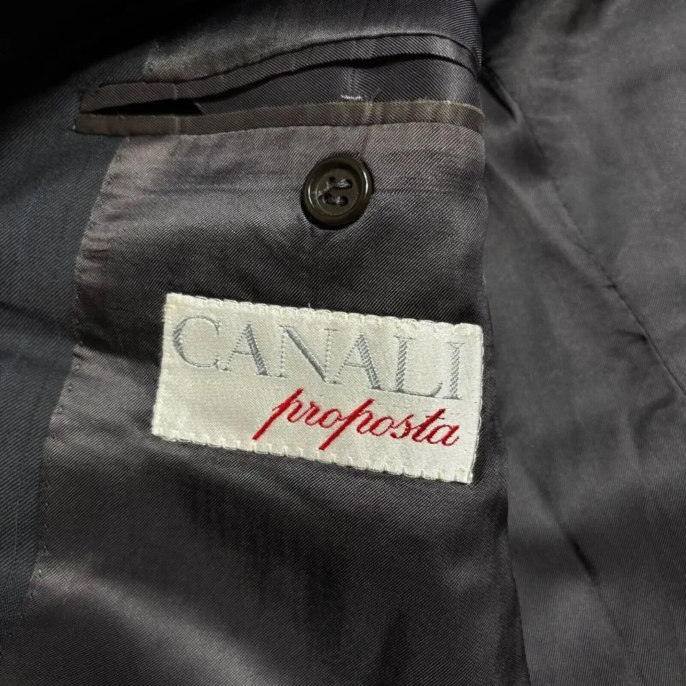 Canali Proposta Sports Coat Mens 42R Black‎ Blazer Jacket Virgin Wool Italy